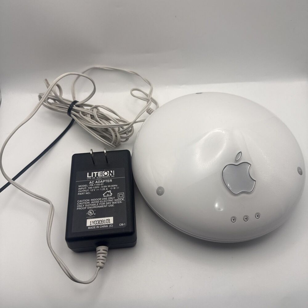 Vintage Apple AirPort Base Station Family M8440 White W/ Power Cord Tested Works